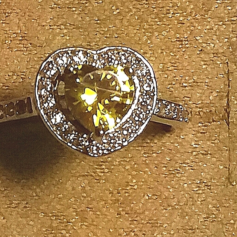 Platinum over Sterling Silver Yellow & White CZ - Picture 3 of 7